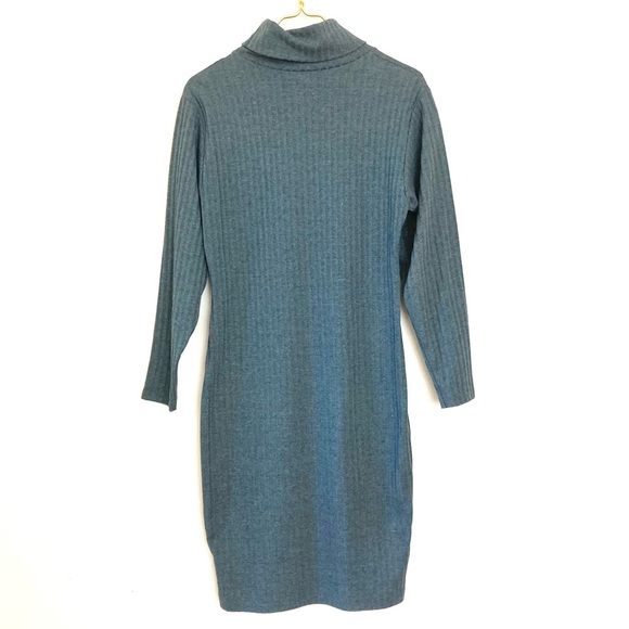 VINTAGE ASHLY BRENT POLY/COTTON LONG SLEEVE RIBBED TURTLENECK DRESS sz S - Picture 2 of 5